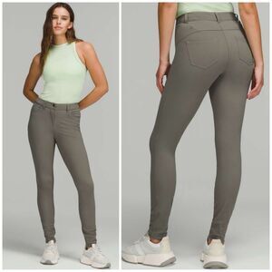 Lululemon City Sleek Slim-Fit 5 Pocket High-Rise Pant in Grey Sage Size 28